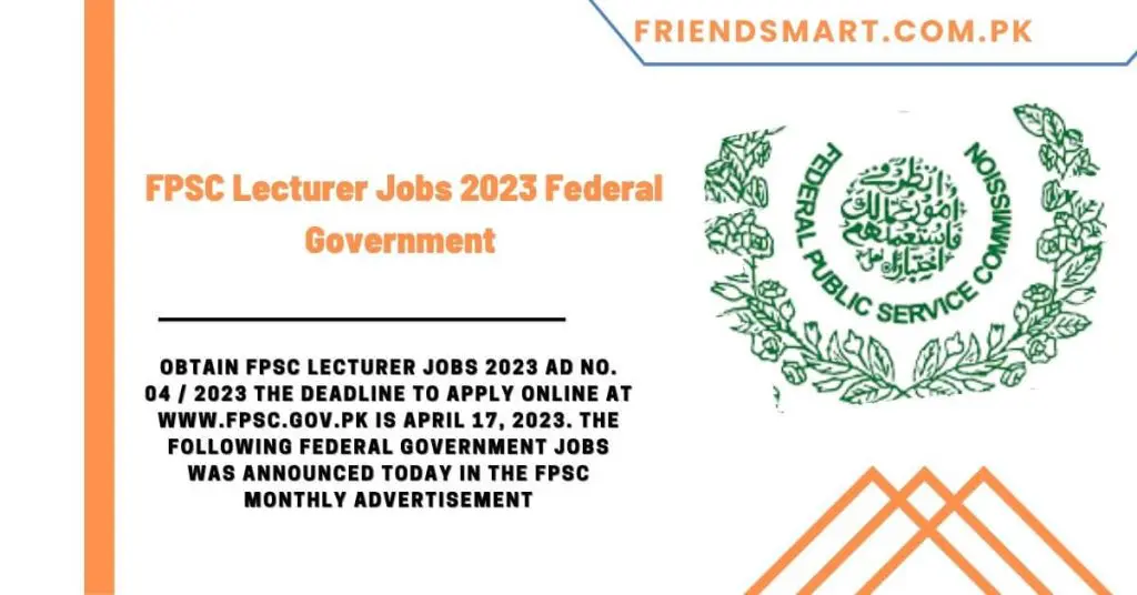 FPSC Lecturer Jobs 2023 Federal Government 