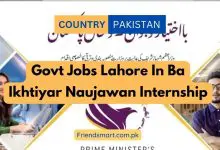 Photo of Govt Jobs Lahore In Ba Ikhtiyar Naujawan Internship 2023